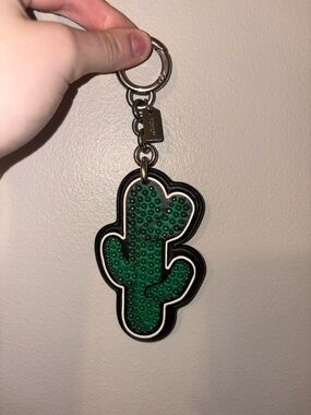 Coach Leather Cactus Keychain Charm in Green and Black